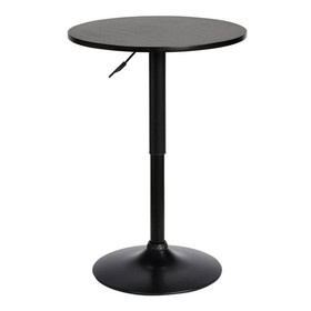 Benjara BM236681 24 Inches Round Adjustable Pub Table with Metal Base, Black