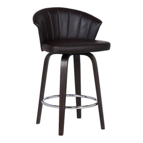 Benjara BM236725 30" Channel Stitched Faux Leather Barstool with Tapered Legs, Brown