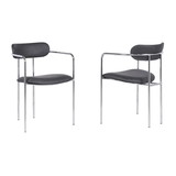 Benjara BM236775 Metal and Leatherette Dining Chair, Set of 2, Silver and Gray