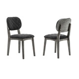 Benjara BM236818 Diamond Stitched Back and Seat Dining Chair, Set of 2, Gray