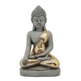 Benjara BM238266 Sitting Buddha Design Resin Accent Decor, Gray