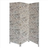 Benjara BM238281 71 Inch 3 Panel Fabric Room Divider with Floral Print, Gray