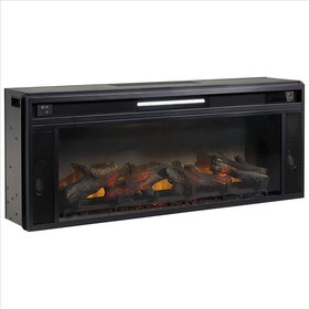 Benjara BM238418 43 Inches Electric Fireplace Insert with Log Set Look, Black