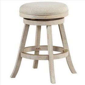 Benjara BM239735 Wooden Swivel Counter Stool with Round Fabric Seat, Gray