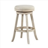 Benjara BM239736 29 Inches Wooden Swivel Bar Stool with Round Fabric Seat, Gray