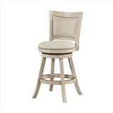 Benjara BM239738 Curved Back Wooden Swivel Counter Stool with Nailhead Trim, Gray