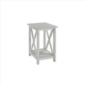 Benjara BM239760 1 Open Shelf Plank Style Side Table with X Shaped Accent, White