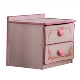 Benjara BM239802 2 Drawer Wooden Nightstand with Heart Knob Pulls, Pink