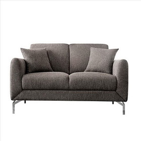 Benjara BM239845 54 Inches Loveseat with Fabric Padded Seat and Metal Legs, Gray