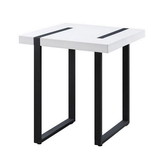 Benjara BM240039 Two Tone Modern End Table with Metal Legs, White and Black