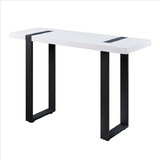 Benjara BM240040 Two Tone Modern Sofa Table with Metal Legs, White and Black