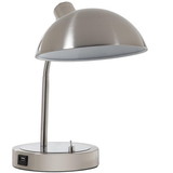 Benjara BM240324 Desk Lamp with Adjustable Head and USB Port, Brushed Nickel