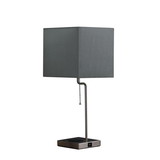 Benjara BM240340 Table Lamp with Wireless Charging and Square Shade, Silver