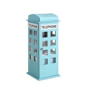Benjara BM240352 Telephone Booth Jewelry Box with 2 Drawers, Light Blue