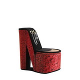 Benjara BM240360 High Heel Leopard Shoe Jewelry Box with 3 Hooks, Red