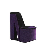 Benjara BM240363 High Heel Shoe Jewelry Box with 2 Hooks and Storage, Purple
