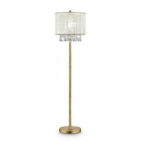 Benjara BM240410 Floor Lamp with Hanging Crystal Accents, White and Gold