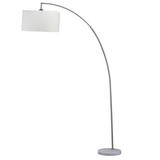 Benjara BM240435 Floor Lamp with Curved Metal Frame and Drum Shade, Silver