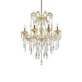 Benjara BM240447 8 Light Metal Chandelier with Crystal Accents, Gold