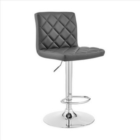 Benjara BM240747 20 Inch Metal and Leatherette Swivel Bar Stool, Gray and Silver