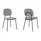 Benjara BM240775 Metal Dining Chair with Velvet Upholstery, Set of 2, Black and Gray