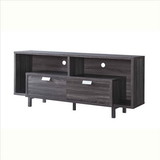 Benjara BM240838 TV Stand with 2 Wooden Shelves and 2 Drawers, Gray