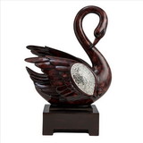 Benjara BM240859 Accent Decor with Swan Design and Crackle Glass Accent, Brown