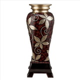Benjara BM240873 Decor Vase with Urn Shape Body and Foliage Pattern, Brown