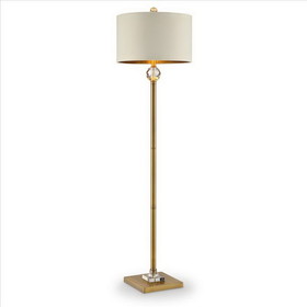 Benjara BM240877 Floor Lamp with Crystal Orb and Metal Stalk Support, Gold
