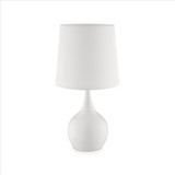 Benjara BM240905 Pot Bellied Shape Metal Table Lamp with 3 Way Switch, White