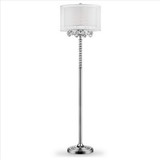 Benjara BM240937 Twisted Crystal Accent Floor Lamp with Dual Fabric Shade, Clear