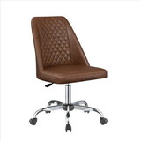 Benjara BM242036 Leatherette Office Chair with Sloped Back and Diamond Stitching, Brown