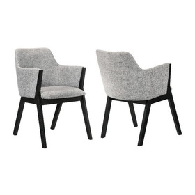 Benjara BM246041 Renzo Light Gray Fabric and Black Wood Dining Side Chairs - Set of 2