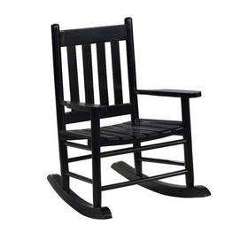 Benjara BM246081 Rocking Chair with Slatted Design Back and Seat, Black