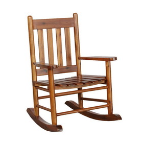 Benjara BM246082 Rocking Chair with Slatted Design Back and Seat, Brown