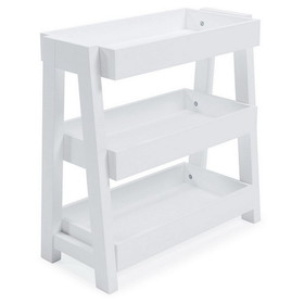 Benjara BM248103 Accent Table with 3 Tier Tray Design Shelves, White