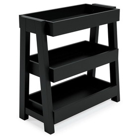 Benjara BM248106 Accent Table with 3 Tier Tray Design Shelves, Black