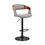 Benjara BM248178 Open Back Faux Leather and Metal Bar Stool, Walnut and Gray