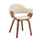 Benjara BM248278 Leatherette Dining Chair with Curved Seat, Cream and Brown