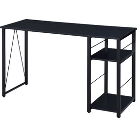 Benjara BM250209 Writing Desk with 2 Tier Side Shelves and Tubular Metal Legs, Black