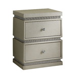 Benjara BM250290 Accent Table with 2 Drawers and Faux Leather Wrapping, Cream