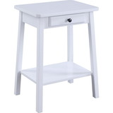 Benjara BM250309 MDF Accent Table with 1 Drawer and Open Shelf, White