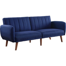 Benjara BM250352 Fabric Upholstered Adjustable Sofa, Blue and Brown