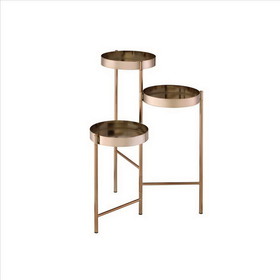 Benjara BM252695 Plant Stand with 3 Tier Design and Folding Metal Frame, Gold