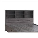 Benjara BM261489 Twin Bookcase Headboard with 6 Open Compartments, Distressed Gray