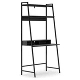 Benjara BM262964 Office Desk with 2 Upper Shelves and Metal Legs, Black and Gray