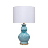 Benjara BM263628 Table Lamp with Ceramic Curved Bellied Base, Blue