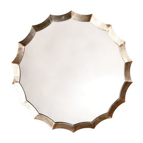 Benjara BM263629 Round Mirror with Scalloped Metal Frame, Gold