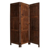 Benjara BM26488 Wooden 3 Panel Room Divider with Plank Pattern, Brown