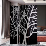 Benjara BM26497 3 Panel Canvas Room Divider with Branch Pattern, Black and White
